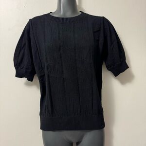 Grace Karin Black Short Sleeve Sweater Blouse Large